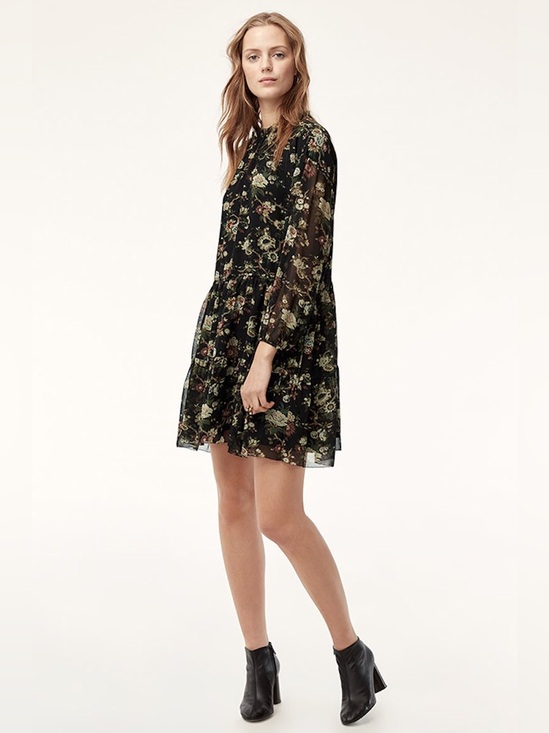 Wilfred Dresses & Skirts - WILFRED Women's Lemare Floral Open Back Prairie Mini Dress - Green/ Black, XS